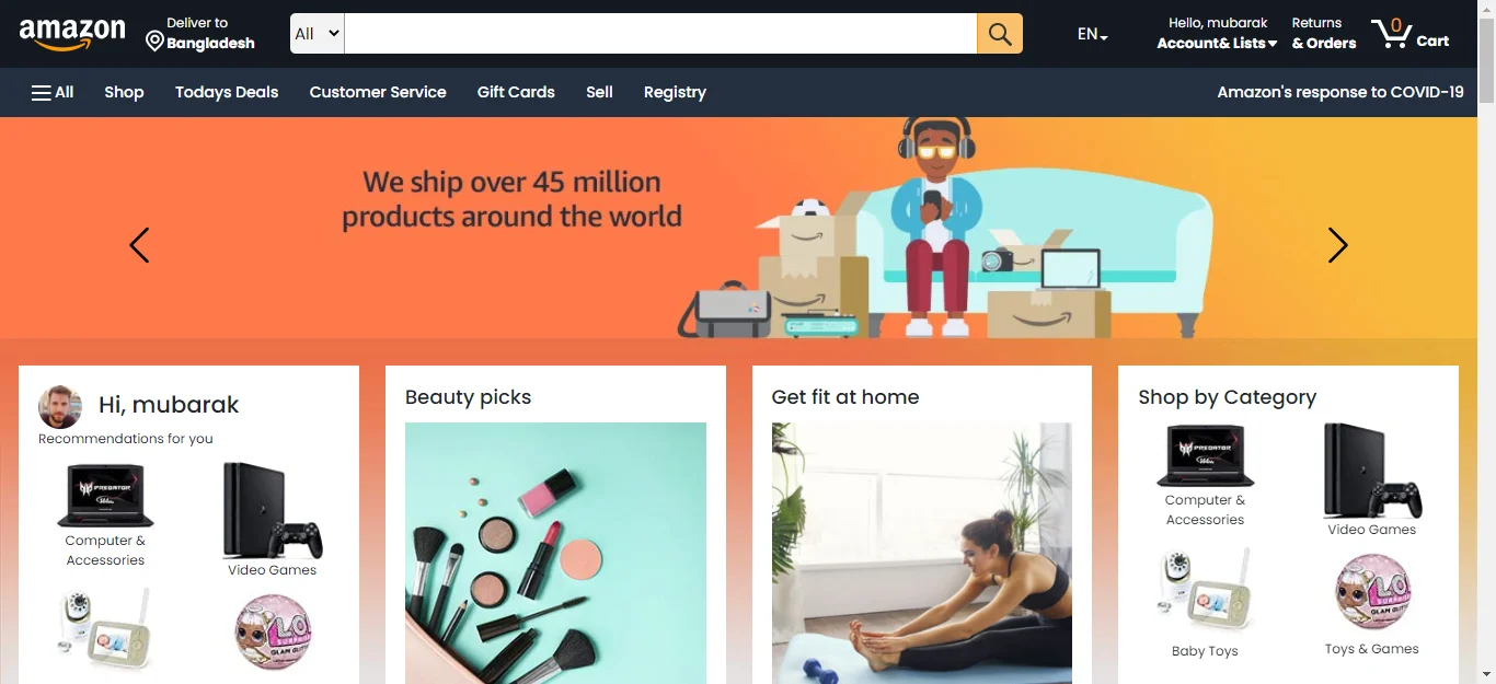 An amazon clone website