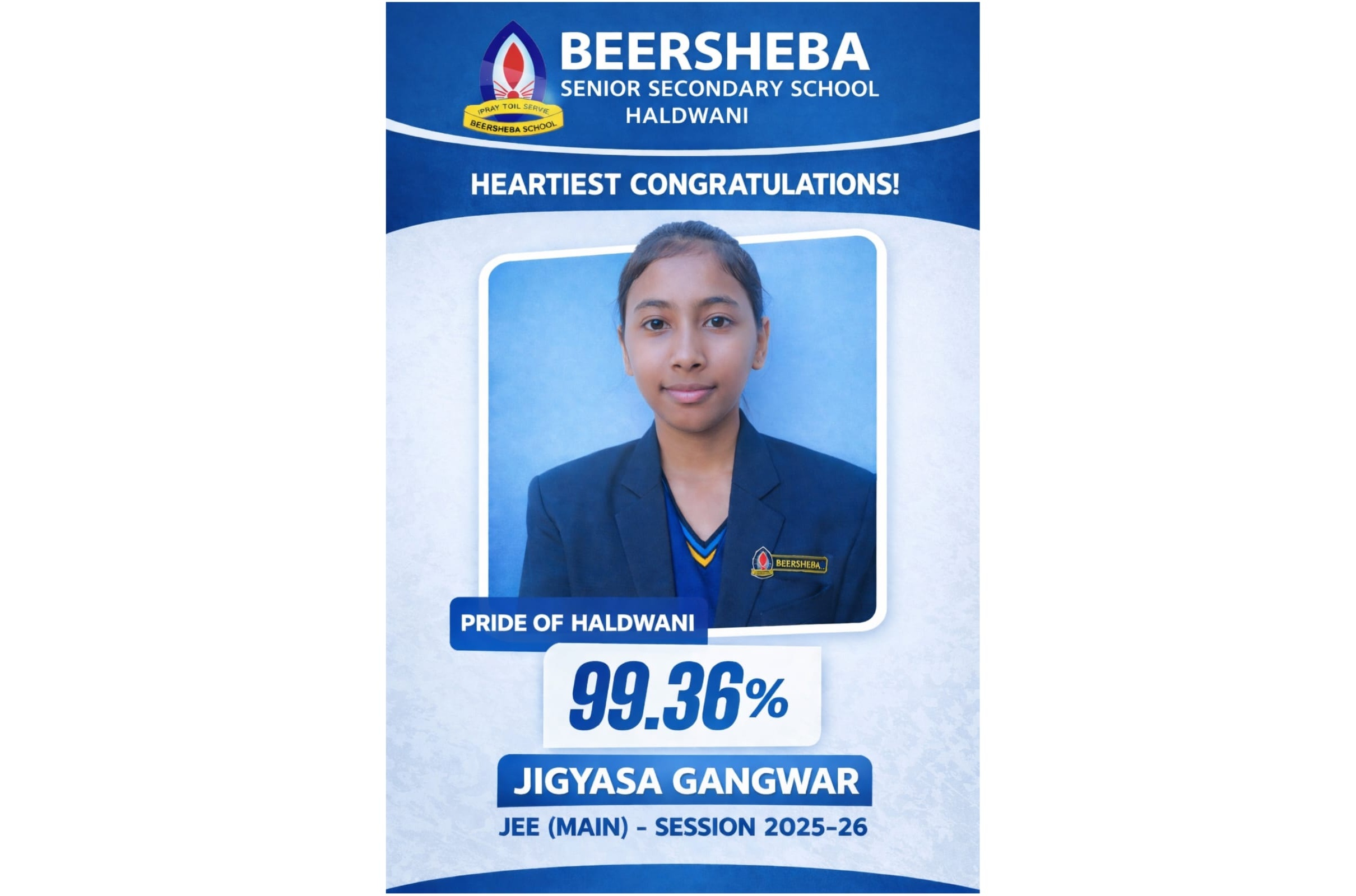 🏆 Pride of Beersheba – JEE (Main) 2025-26 Achievement 🏆 [Click to view more]