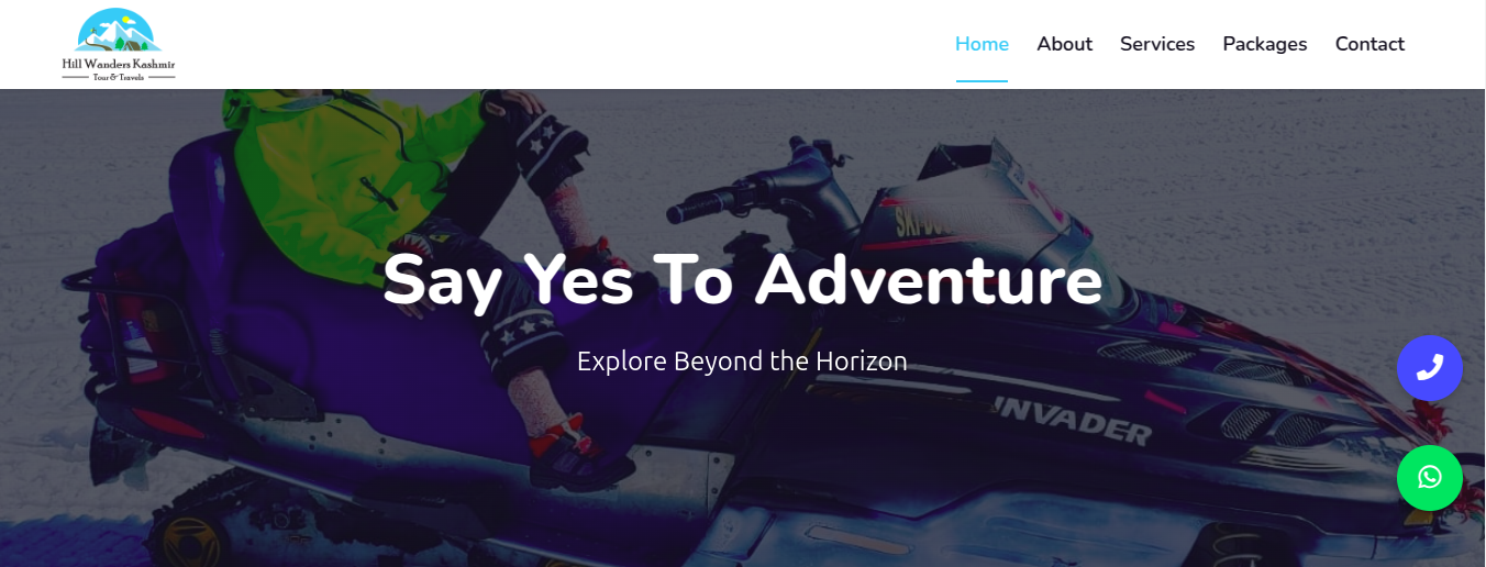 Hillwanders Kashmir Landing Page