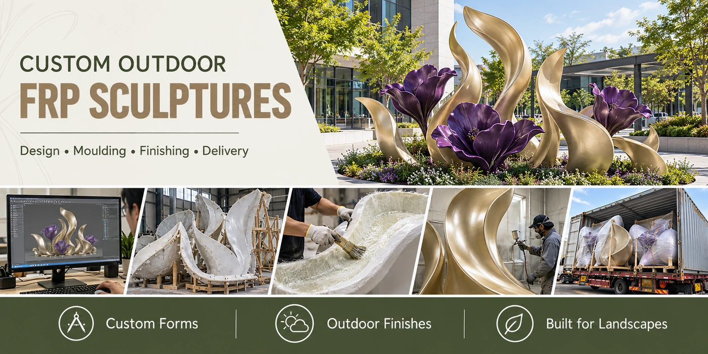Gold and Purple Outdoor FRP Sculptures: Bringing Floral Designs to Life